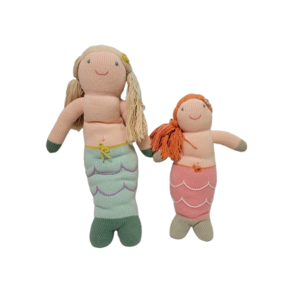 Blabla Kids Knit Mermaid Dolls Set of 2 (Harmony & Melody) - 100% Cotton Rare